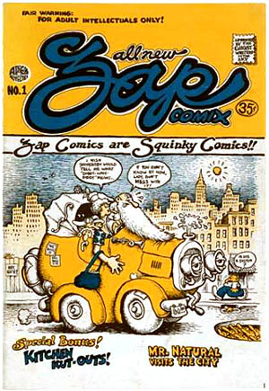 First edition of Zap Comix, printed by Charley Plymell. Used by permission, all rights reserved.