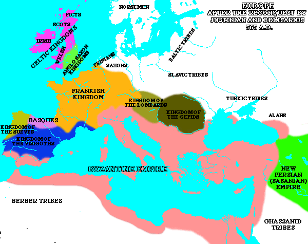 [Map of the Mediterranean
world in 565]