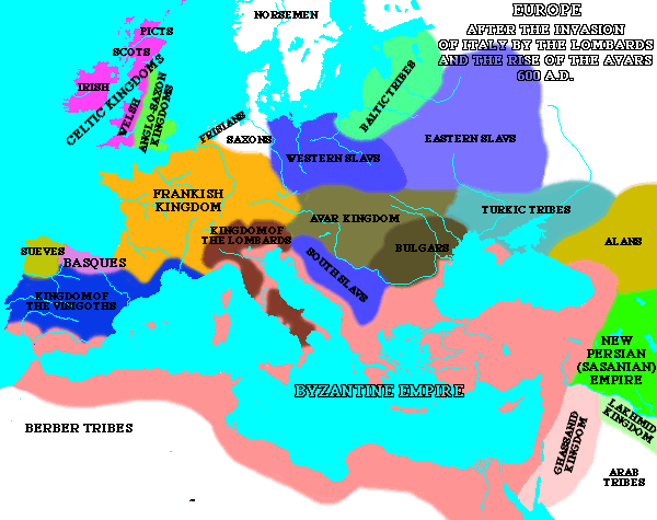 [Map of the Mediterranean world in 600]
